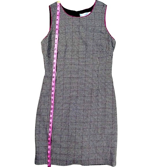 Petite Sophisticate size 2 black white pink houndstooth sleeveless mini dress - Picture 13 of 16